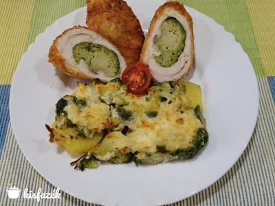  Pankó morzsába rántott sajtos brokkolival töltött csirkemell csőben sült rakott brokkolival