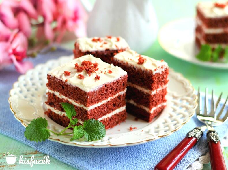 Gluténmentes red velvet kocka