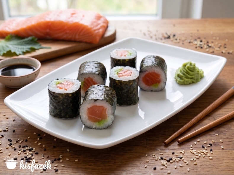 Egyszerű lazacos maki sushi
