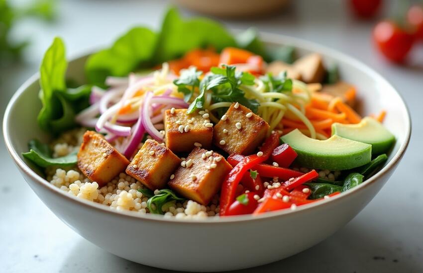 Vegán Poke Bowl tofuval