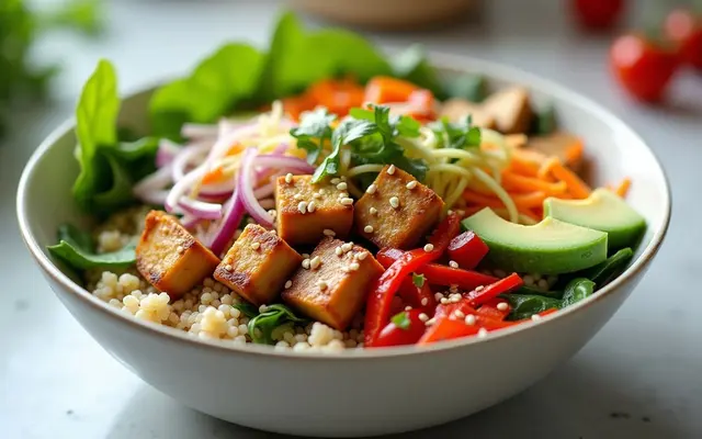 Vegán Poke Bowl tofuval