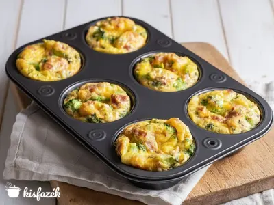 Sonkás-sajtos-brokkolis muffin