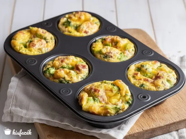 Sonkás-sajtos-brokkolis muffin
