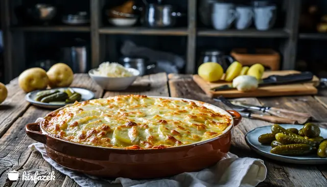 Savanyú káposztás csirkés rakott krumpli